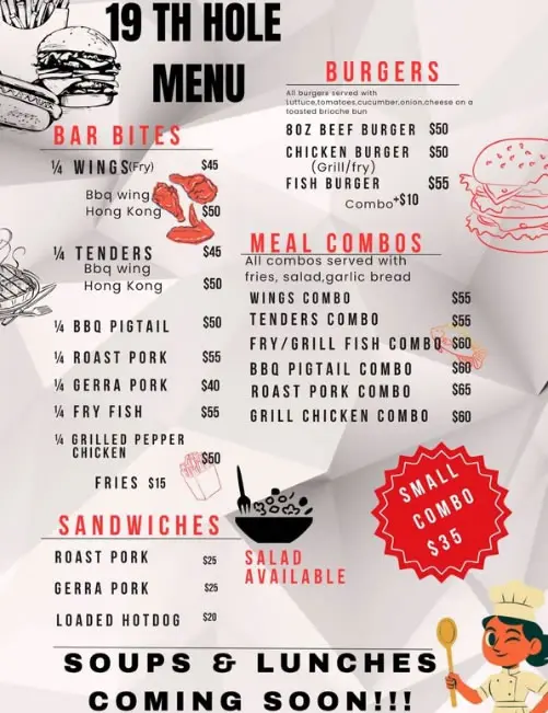 19th Hole Menu - PAPGCL